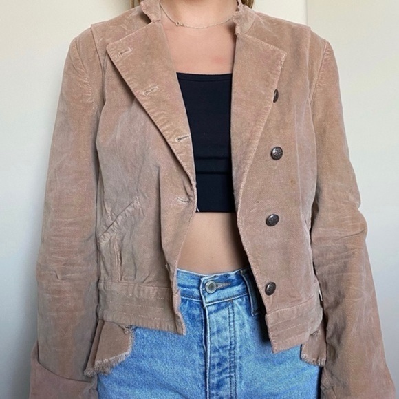 Free People Suede Dark Tan Fringe Moto Jacket XS - Picture 1 of 8